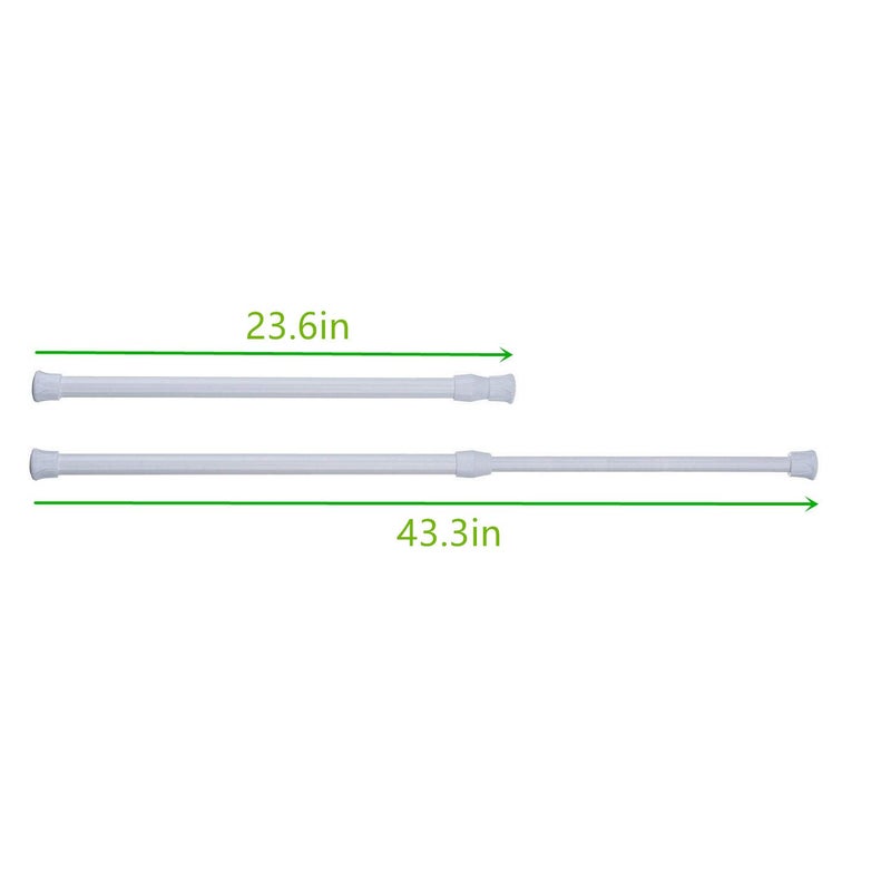 qinnsou 4 Pack Spring Tension Curtain Rod, 23.6-43.3 Inches Tension Rods Cupboard Bars Adjustable Spring Steel Tensions Rod Shower Rod Closet Rod - Image 2